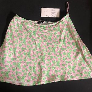 Zara Floral Satin Effect Skirt